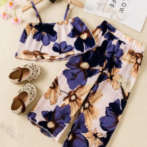 ER Life Style Girls Halter Neck 2 Piece Crop Top and Printed Palazzo