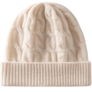 Woolen Blend Embroidered Winter Caps Warm Knit Hats for Women & Men, Skull Cap Winter Accessory Head Wear Beanie Hats Double Protection Layer White Color