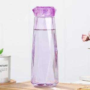 Diamond Glass Water Bottle, Bottles With Airtight Cap, Clear, Swing Top Flip Top Bottles For Fridge, Storage, Beverages, Smoothies, Soda, Juice, Water, Milk | 400 ml | pack of 1