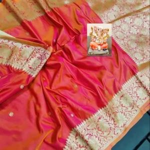 Duel tone katan silk saree with blouse