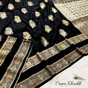 PREMIUM KHADDI SILK BUTTERY SOFT SILK SAREES WITH MINA WORK