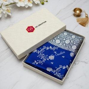 Banarasi Satin Silk Saree Small buti embroidery saree