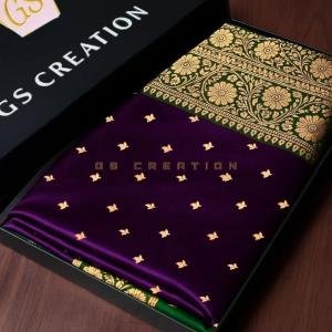Banarasi Satin Silk Saree Small buti embroidery saree