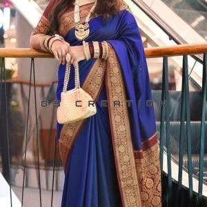 GS Creation Banarasi Satin Silk Saree With Blouse