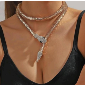 Rhinestone Snake Necklace with Magnetic Closure for women