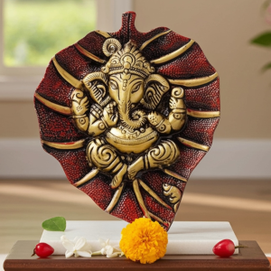 Aluminium  Showpiece Ganesh Patta Small Red