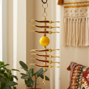 Aluminium Showpiece Nibu Mirch Golden Statue