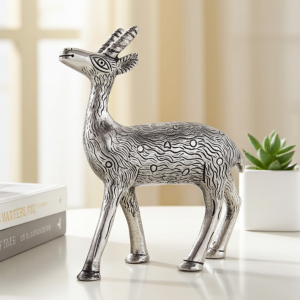Aluminium Showpiece Deer Silver Statue