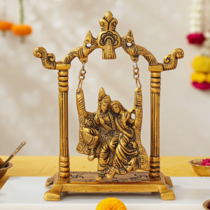 Aluminium Radha Krishna Jhula Idol – Religious Home Décor Statue