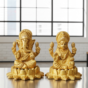 Brass Showpiece Laxmi Ganesh Pair God Idol Statue