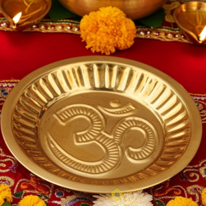 Brass Puja Plate With Om Symbol No. 4