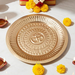 Copper Om Design Puja Plate Design