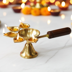 Brass Wooden Panch Arti No. 1