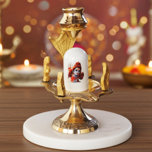 Brass Shiv Parivaar White Stone – Size 1 Family Idol