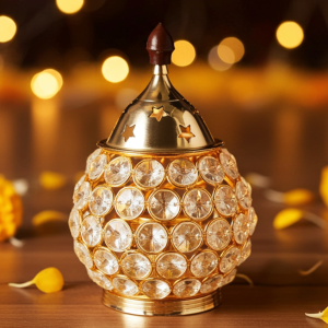 Brass Matki Crystal Deepak No. 3