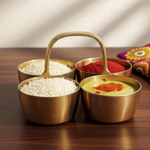 Brass Chokta Small 4 Bowl Combined