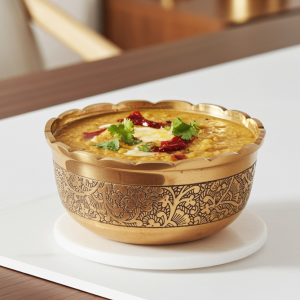 Brass Bowl Katori Flower Design