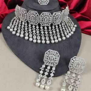 Sonamone Pearl Cubic Zircon Choker Necklace