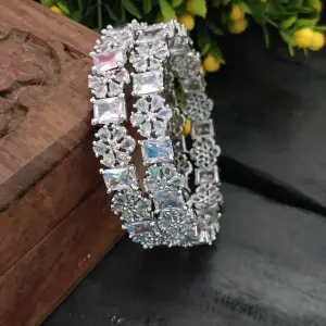 Sonamone Cubic Zircon Flower Design Bangles