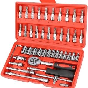 46 Piece 1 4 Socket Set Goti Pana with Ratchet Wrench for Car Bike Cycle Repairing Diy