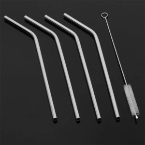 Reusable Stainless Steel Drinking Straws Bent 4 Bent Straws 1 Brush