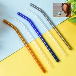 Reusable Glass Straws Clear Glass Drinking Straw 5 Pcs Set