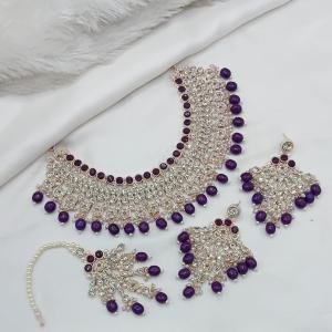 Stone Studded Necklace Set and Diamond Studded Necklace Set with Maang tika