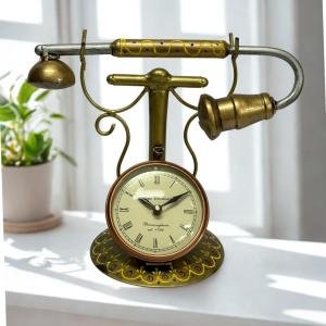 Handcrafted Vintage Metal Table Clock Antique Decorative Showpiece for Home, Office, Living, Guest Room Table