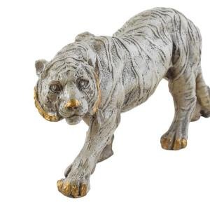 Polyresin Tiger Statue for Home Décor, Tiger Table Accent Showpiece - Silver