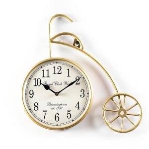 The Brown Story Bicycle Analog Cycle Shaped Golden Wall Clock for Home, Living Room, Bedroom, Office
