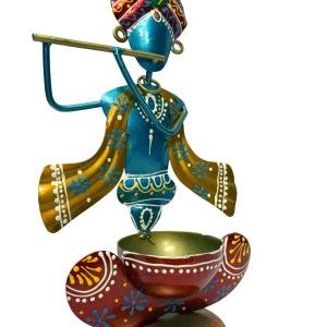 Metal Krishna T-Light Blue