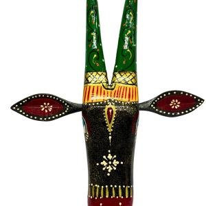 Handcrafted Big 10 Inch Black Cow Head Wall Hanging | Ethnic Indian Wooden Art | Decorative Animal Face Mask for Home Décor