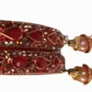 Peach Bangles For Women, Bridal Crystal Bangles, Golden Leaf Design Bangles