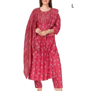 Women kurta pant dupatta set ,Maroon kurta set with dupatta