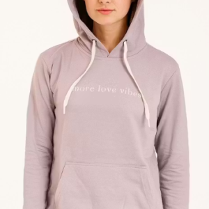 Love Vibes Hoodie, Lavender Printed Hoodie for Women ✅