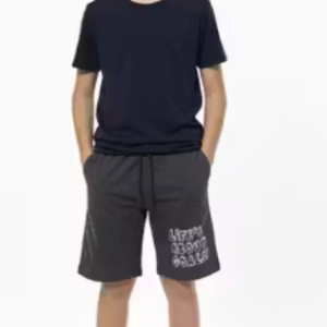 Boys’ Dark Gray Athletic Sports Shorts with Motivational Print