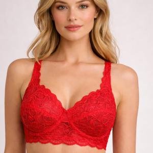 Women's Lace Solid Non-Padded Full Cup Wire Free Bra