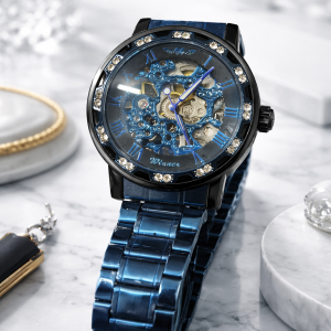 FORSINING Fully Automatic Mechanical Watch for Men | Open-Heart Working Gears Dial, Transparent Case Back | Battery Required Just Shake & Wear