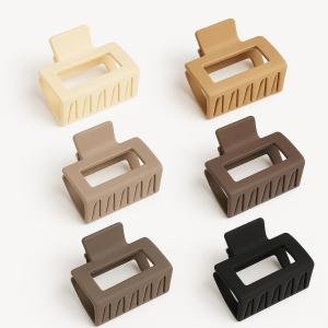 6 Pack Matte Hair Claw Clips for Women - Medium Square Nonslip Hair Clips