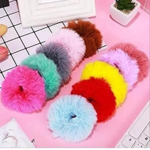 Pack of 12 Fur Hair Scrunchies for Women & Girls