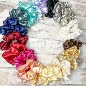 Silk Satin Hair Scrunchies, Multicolour, Pack of 24, Premium Rubber Hair Bands, Random Color Assortment