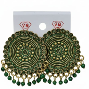 Gold-Plated Oversized Kundan and White Minakari Stud Earrings ✅