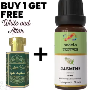 Jasmine Essential Oil for Aromatherapy & Home Fragrance with Free White Oud Attar