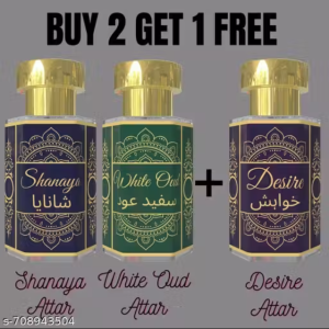 Shanaya & White Oud Attar Combo with Free Desire Attar | Alcohol-Free Perfume Oil