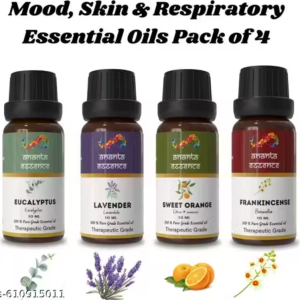 Ananta Essential Oils Set – Eucalyptus, Lavender, Sweet Orange & Frankincense (Pack of 4)