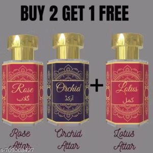 Rose & Orchid Attar Combo with Lotus Attar | Alcohol-Free Perfume Oil | Floral & Elegant Fragrance | 6 ml