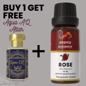 Rose Essential Oil for Aromatherapy & Home Fragrance with Free Aqua Attar | Essential Oil for Diffuser & Soap Making