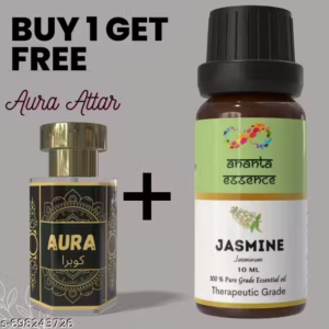 Jasmine Essential Oil for Aromatherapy & Home Fragrance with Free Aura Attar | Essential Oil for Diffuser & Soap Making