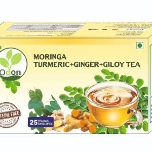 ODON NATURAL Moringa Turmeric Ginger Giloy Herbal Green Tea | Ayurvedic Immunity Booster | 25 Tea Bags