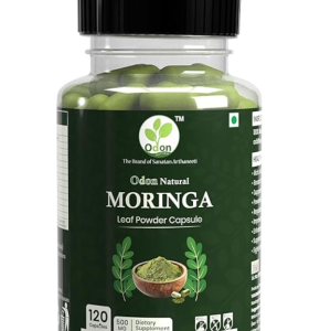 ODON NATURALS Moringa Leaf Powder Capsules - 120 Count | Nutrient-Rich Herbal Supplement with Vitamins & Minerals | Ayurvedic Daily Wellness Capsules for for Men & Women